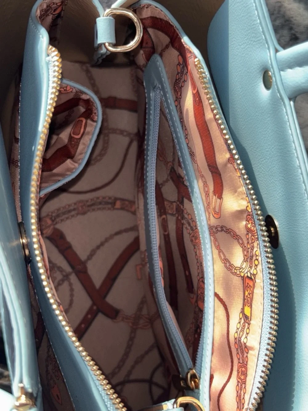 Elegant Light Blue Woven-Texture Satchel with Removable Strap